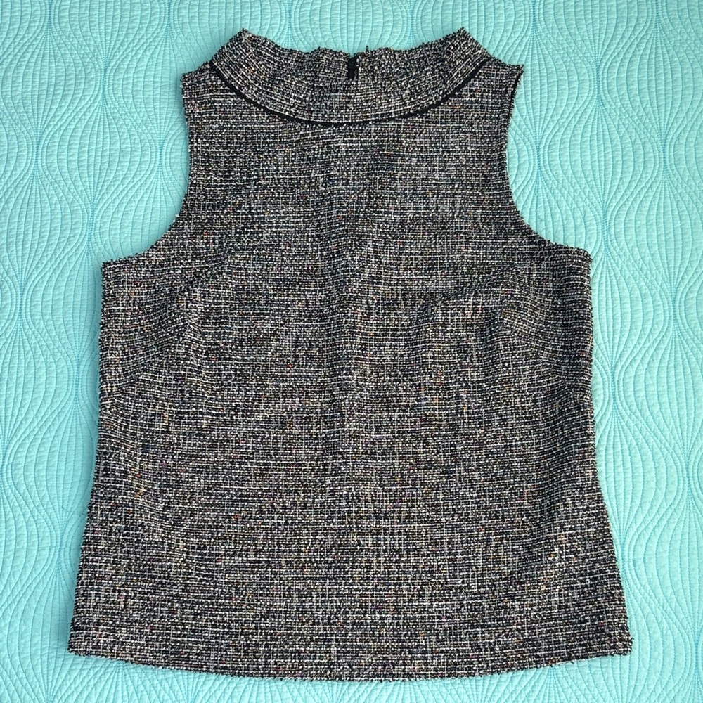 Ann Taylor Black and White Tweed with Multi Color Specks Top